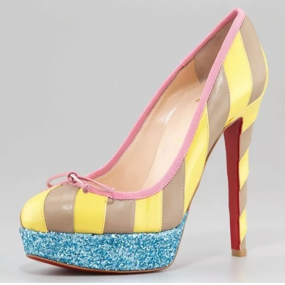 Christian Louboutin Stripe Glitter Platform heels - Picture 3 of 12